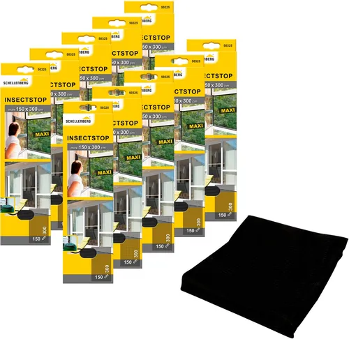 Schellenberg Fliegengitter Maxi 10er Pack 50325, 150 x 300 cm - Fliegengitter für große Fenster, individuell anpassbar und UV-stabilisiert für erhöhte Durchsicht. Ideal als Ersatzgewebe oder Laubschutz.