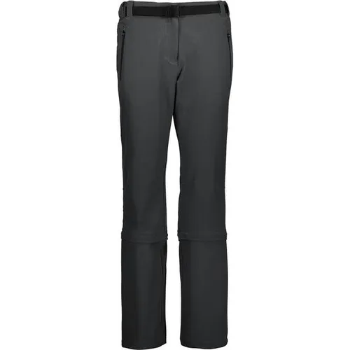 CMP Damen Stretch Zip Off Trousers Hose, Anthrazit, D42 - Wanderhosen mit UV-Schutz und 4-Wege-Stretch, ideal für aktive Outdoor-Abenteuer. Schnelltrocknend und mit Gürtel, bieten sie hohen Tragekomfort.
