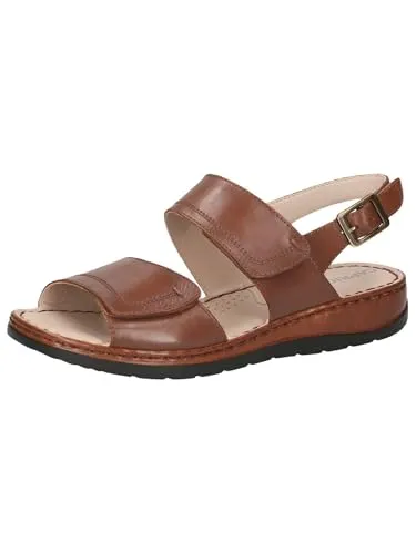 CAPRICE Riemchensandale - Bequeme Keilsandalette in Gr. 37, cognac - Wanderschuhe, aus hochwertigem Nappaleder, mit verstellbarer Schnalle für optimalen Tragekomfort.