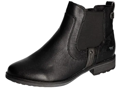 Mustang Schwarz EU 36 Stiefelette - Wanderschuhe mit Kunstleder-Obermaterial, wärmespeichernder Fleece-Innenausstattung und praktischem Reißverschluss für einfachen Einstieg.