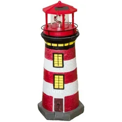 Leuchtturm Gartendeko mit Solar, 37 cm hoch, handbemalt - Lampen und Gartendeko für Küstenflair. Das solarbetriebene, rotierende Leuchtfeuer sorgt für ein zauberhaftes Lichtspiel und bringt maritimen Charme in Deinen Garten.