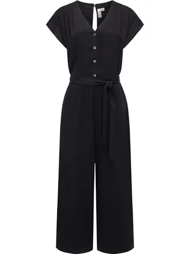 Ragwear Jumpsuit Damen Viskose schwarz, L 791053-0003-09940 - Jumpsuit für Damen, mit V-Ausschnitt und Taillen-Bindeband, ideal für lässige und elegante Anlässe, aus luftiger Viskose für hohen Tragekomfort.