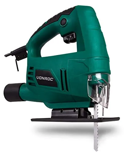 VONROC 550W Pendelhubstichsäge mit Staubabsaugung - Sägen - Leistungsstarke 550W Stichsäge mit variablem Schnittwinkel, Schnellwechselsystem und Staubabsaugung für präzise und saubere Schnitte.