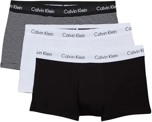 Calvin Klein Low Rise Trunk Boxershorts - 3er Pack, Herren - Hochwertige Herrenunterwäsche aus 95% Baumwolle, bietet hohen Tragekomfort und körpernahe Passform. Ideal für den täglichen Gebrauch, in stylischen schwarz/weißen Streifen.