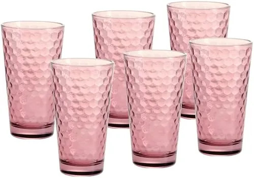 Ritzenhoff & Breker Longdrinkglas Favo, 6er Set - Longdrinkgläser mit 350 ml XL-Volumen, ideal für den großen Durst und ansprechende Wabenstruktur für stilvolles Trinken.