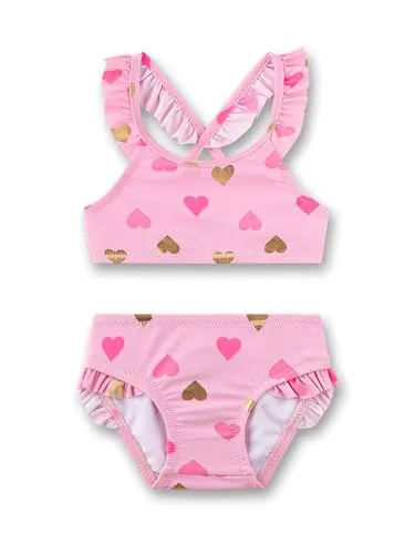 Sanetta Bikini in Rosa - 140 - Schnelltrocknender Bikini mit UV-Schutz 50+, ideal für den Sommer. Ringerrücken und elastischer Beinausschnitt für perfekten Sitz. Verspielt mit Rüschen und Allover-Muster.