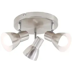 Briloner Leuchten Deckenleuchte, Retro Deckenspot 3x E14, dreh- und schwenkbar - Eleganter 3-flammiger Deckenspot in matt-nickel, individuell ausrichtbare Spots für gezielte Beleuchtung, ideal für Wohnzimmer und Schlafzimmer, max. 25 Watt.