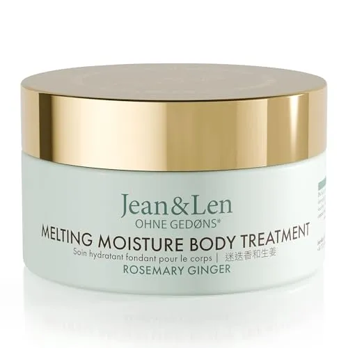 Jean & Len Melting Moisture Body Treatment Rosemary & Ginger - Erlebe ein duftendes Pflegeerlebnis mit der nährenden Body Butter für normale Haut. Angereichert mit Shea- und Kakaobutter, sorgt sie für ein angenehm gepflegtes Hautgefühl – ideal auch als Geschenk!
