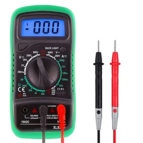 Digital Multimeter, Voltmeter Batterietester Spannungsprüfer Durchgangsprüfer Ohm Volt, AC/DC Current, Widerstand Durchgang Kapazität Frequenz und Diodentests, Großes LCD Anzeige und Hintergrundlicht