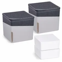 WENKO Raumentfeuchter Mod. Cube 2er Set - Luftentfeuchter in trendigem Grau, ideal für bis zu 80 m³. Effektiv gegen Feuchtigkeit, Schimmel und Gerüche – für ein angenehmes Raumklima ohne Strom, bis zu 3 Monate wirksam!