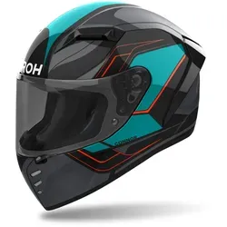 Airoh Connor Dunk Helm, schwarz-grau-blau, Größe XL - Motorradhelm mit ASN für optimale Belüftung und ATVR für schnellen Visierwechsel, ideal für Sicherheit und Komfort auf jeder Fahrt.