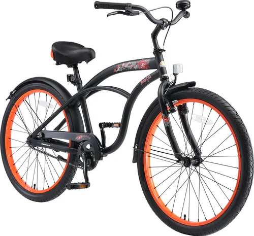 BIKESTAR Kinder Fahrrad 24 Zoll Cruiser | Schwarz in schwarz von BIKESTAR