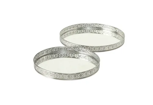 BOLTZE GRUPPE Dekotablett Suin 2er Set aus Eisen in silber von BOLTZE