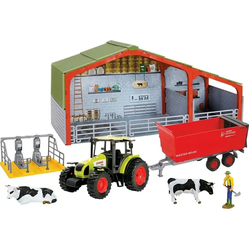 MBI International Milchbauern-Set mit Traktor - Rollenspiele mit einem detailgetreuen Milchbauern-Set, inklusive Claas Traktor und Stallung. Fördert kreatives Spiel für Kinder ab 3 Jahren.