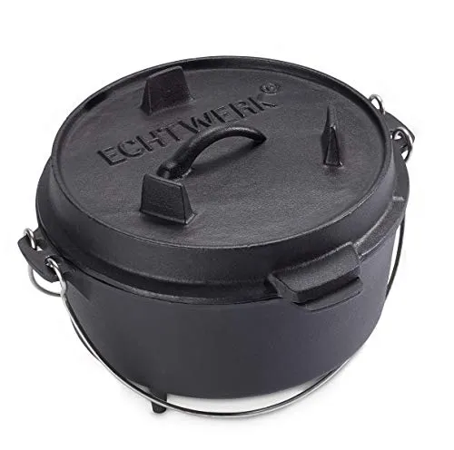 Echtwerk Dutch-Oven-Set 19 cm - Kocher-Zubehör für Grill & Outdoor-Küchen, aus robustem Metall für gleichmäßige Wärmeverteilung und vielseitige Kochmöglichkeiten.