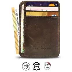 Kartenetui aus 100% Echtleder, ultra slim & flach, Platz für 12 Kreditkarten, RFID-Schutz, Mini Geldbörse mit transparenter Rückseite, stilvolle...