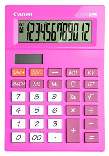 Canon 409843 Desktop-Taschenrechner AS-120, 12-stellig, rosa