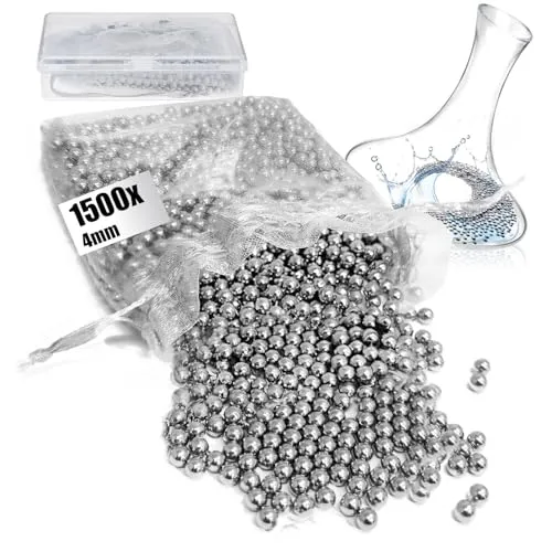com-four® 1500x Edelstahl Reinigungsperlen mit Box – Reinigungskugeln für Flaschen, Weindekanter, Isolierkannen & Thermobecher – rostfrei & wiederverwendbar (1 Stück (1500 4mm))