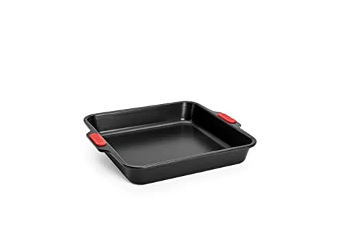 Woll Bakeware Backform viereckig 28 x 28 cm - Backblech mit hitzebeständigen Silikongriffen, zweilagiger Antihaftbeschichtung und energiesparender Hitzeverteilung – ideal für perfekte Backergebnisse!