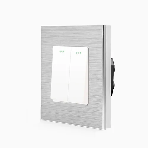 Design Wippschalter Serien-Wechselschalter Komplettset Aluminium Silber/ Weiß