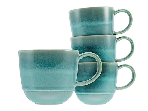 CreaTable Yuki 4-teiliges Geschirrset - Thermobehälter mit 4 stapelbaren Kaffeebechern aus Steinzeug, spülmaschinen- und mikrowellengeeignet. Ausgezeichnet mit dem German Design Award 2023 und inspiriert von der Schönheit der Natur.