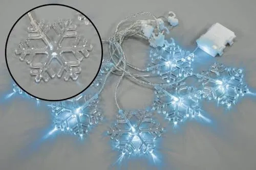 Nipach GmbH Lichtervorhang Schneeflocke 8er kaltweiß Batterie 6h-Timer XA11137