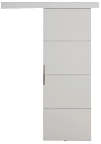 KIER FURNITURE Schiebetür Komplettset - MALIBU - Tür mit Laufschiene - Schiebetürsystem - Raumspartür - Innentüren - Schiebetür - Weiß 76 x 205 x 1,6 cm
