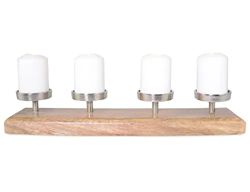 Riffelmacher Adventsleuchter Tablett 50 x 10 cm 74535 - Silber | Adventskranz Holz Metall