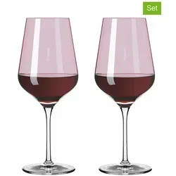 RITZENHOFF Rotweinglas 500 ml - Serie Fjordlicht Nr. 3, 2 Stück mit Farbverlauf Berry - Rotweingläser im 2er-Set, gefertigt aus hochwertigem Kristallglas mit einem einzigartigen Farbverlauf in Beerenfarbe. Spülmaschinengeeignet und ideal für stilvolle Genussmomente.