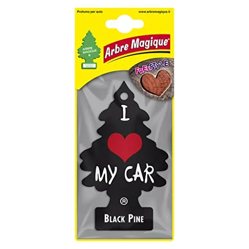 Arbre Magique Lufterfrischer für Auto, Duft Black Pine, hält bis zu 7 Wochen, hergestellt in Italien, 1 Stück