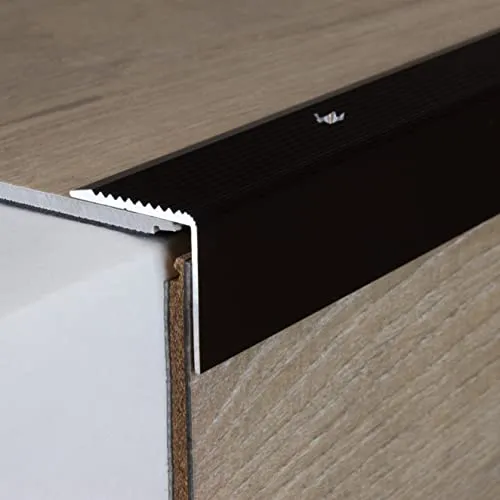 PROVISTON Treppenkante | 30 x 30 x 1000 mm | Treppenkantenprofil Treppenwinkel Winkelprofil Kombiwinkel Aluminium eloxiert Bronze Dunkel Gebohrt
