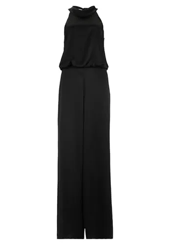 VERA MONT Jumpsuit mit Taschen - Damen Jumpsuit in Schwarz aus pflegeleichtem Satin, figurumspielend mit elegantem amerikanischem Ausschnitt – ideal für festliche Anlässe.