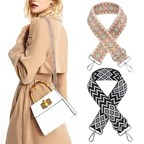 NAEBRO 2 St¨¹ck Schultergurt f¨¹r Taschen, 5cm Breit Taschengurt Universal Boho Schulterriemen f¨¹r Taschen, 70-130cm Verstellbar Ersatz Tragegurt f¨¹r Tasche Handtaschen DIY Zubeh?r