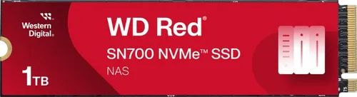 Western Digital SSD Red SN700 1TB NVMe M.2 PCIe Gen3 - Festplatte mit 1TB Speicher, blitzschnellen Lese- und Schreibgeschwindigkeiten für optimale Performance in NAS-Systemen.
