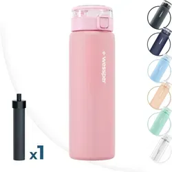 Wessper ActiveMax Clarti Glasfilterflasche 680ml Rosa + Filterkartusche - Rosa