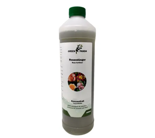 GreenPanda Rosendünger flüssig - 1000ml Rosendünger Garten langzeit - Rosen Dünger - Rosen pilzfrei Konzentrat - Rosenrost Spritzmittel fördert Wurzelstärkung & Blütenbildung (1Liter)