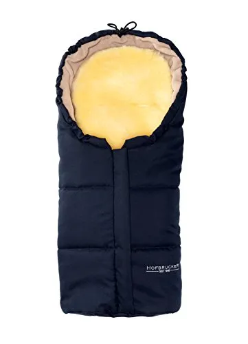Hofbrucker Lammfell-Fußsäckchen Leni - Kuscheliger Fußsack für Babyschale und Kinderwagen, wind- und wasserabweisend, mit atmungsaktivem und antibakteriellem Lammfell für besten Liegekomfort. Made in Germany, ideal für den Winter.