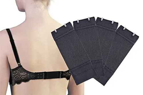 Maximex BH-Erweiterung 3,5 x 8 cm schwarz 4er Set - 4er Set, BH-Verschluss-Erweiterung, Gummi, 3.8 x 9.2 cm, Schwarz