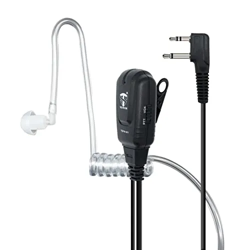 TechSide TSPN-MV 2-poliges pneumatisches Midland-Kopfhörermikrofon mit VOX | Funkgeräte | Kompatibel mit G7 pro M24 M24 Plus M48 M99 G6 XT G7 XTR ICOM | Softair Sicherheitsuhr