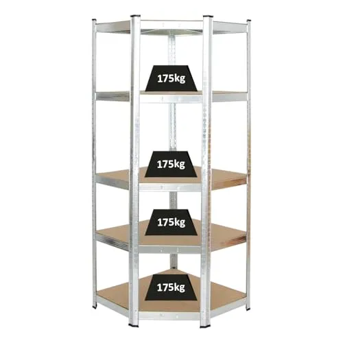 PROREGAL® Eckregal Ragnar, 180x70x40 cm, 175kg Traglast - Eckregal für optimale Raumausnutzung, mit 5 höhenverstellbaren MDF-Fachböden und einfacher Steckmontage. Ideal für Lager und Werkstatt, hohe Stabilität und vielseitige Kombinationsmöglichkeiten.