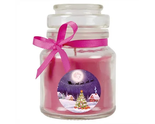 HS Candle Duftkerze (Dekokerze, 1-tlg), Weihnachten - Kerze im Bonbon Glas, Kerze mit Weihnachts - Motiv
