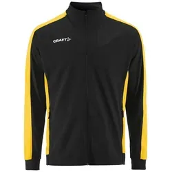 Craft Sport-Trainingsjacke Evolve 2.0 Contrast Full Zip Herren schwarz/gelb, Größe M - Die Evolve 2.0 Contrast Full Zip Jacke ist eine strapazierfähige und elastische Midlayer-Jacke, ideal für intensives Training. Sie bietet hervorragenden Feuchtigkeitstransport und besteht aus 100 % recyceltem Polyester für nachhaltigen Einsatz.