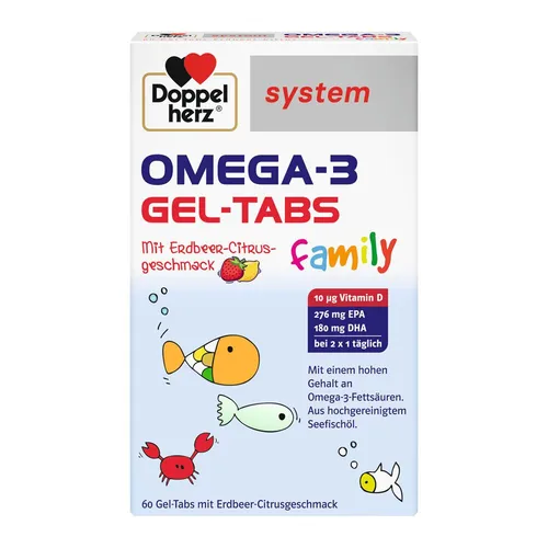 Doppelherz system Omega-3 family Erdbeer-Citrone Gel-Tabs