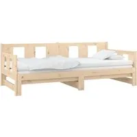 vidaXL Ausziehbares Tagesbett aus massivem Kiefernholz - Multifunktionales Tagesbett für tagsüber als Sofa und nachts als Bett, ideal für Übernachtungsgäste und platzsparend für kleine Räume.