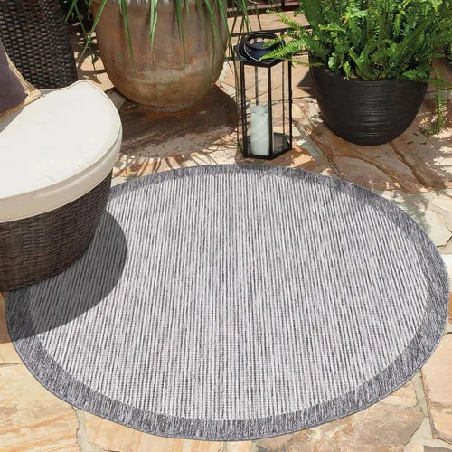 carpet city Outdoor-Teppich Grau 200x200 cm - Pflegeleichter, UV-beständiger Outdoor-Teppich aus 100% Polypropylen, ideal für Balkon und Terrasse, schafft eine wohnliche Atmosphäre im Freien.