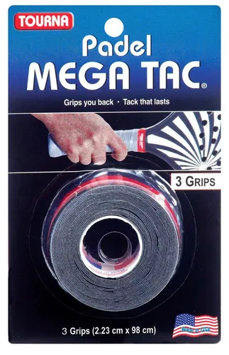 Tourna Grip Europe GbR Griffband Overgrip Padel Mega Tac (extreme Griffigkeit, haltbar, breit) schwarz