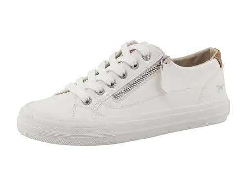 Mustang Shoes 26M0222013 00001 White Sneaker in Größe 39 - Stylischer weißer Sneaker aus hochwertigem Lederimitat mit abriebfester Laufsohle. Bequeme Weite (H) und Schnürverschluss für optimalen Tragekomfort im Alltag.