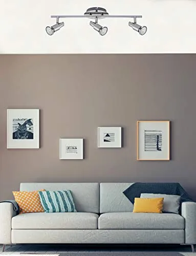 Trango 3-flammige LED Deckenleuchte OSCAR in Chrom-Optik - Elegante 3-flammige Deckenlampe mit schwenkbaren Spots, ideal für alle Wohnräume. Inklusive 3x 5 Watt GU10 LED Leuchtmittel für energieeffiziente Beleuchtung.