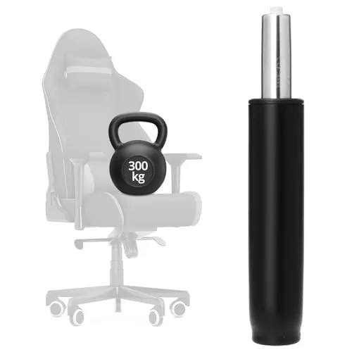 QWORK® Hochleistungs Gasdruckfeder für Bürostühle, kompatibel mit den meisten Bürostühlen, Gesamtlänge 265–385 mm, Schwarz, 300 kg