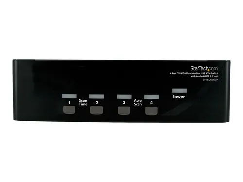 StarTech 4 Port Dual DVI USB KVM Switch (SV431DD2DUA) - KVM Switch für den einfachen Wechsel zwischen 4 Computern, unterstützt Dual DVI für hochwertige Videoausgabe, ideal für professionelle Anwendungen.